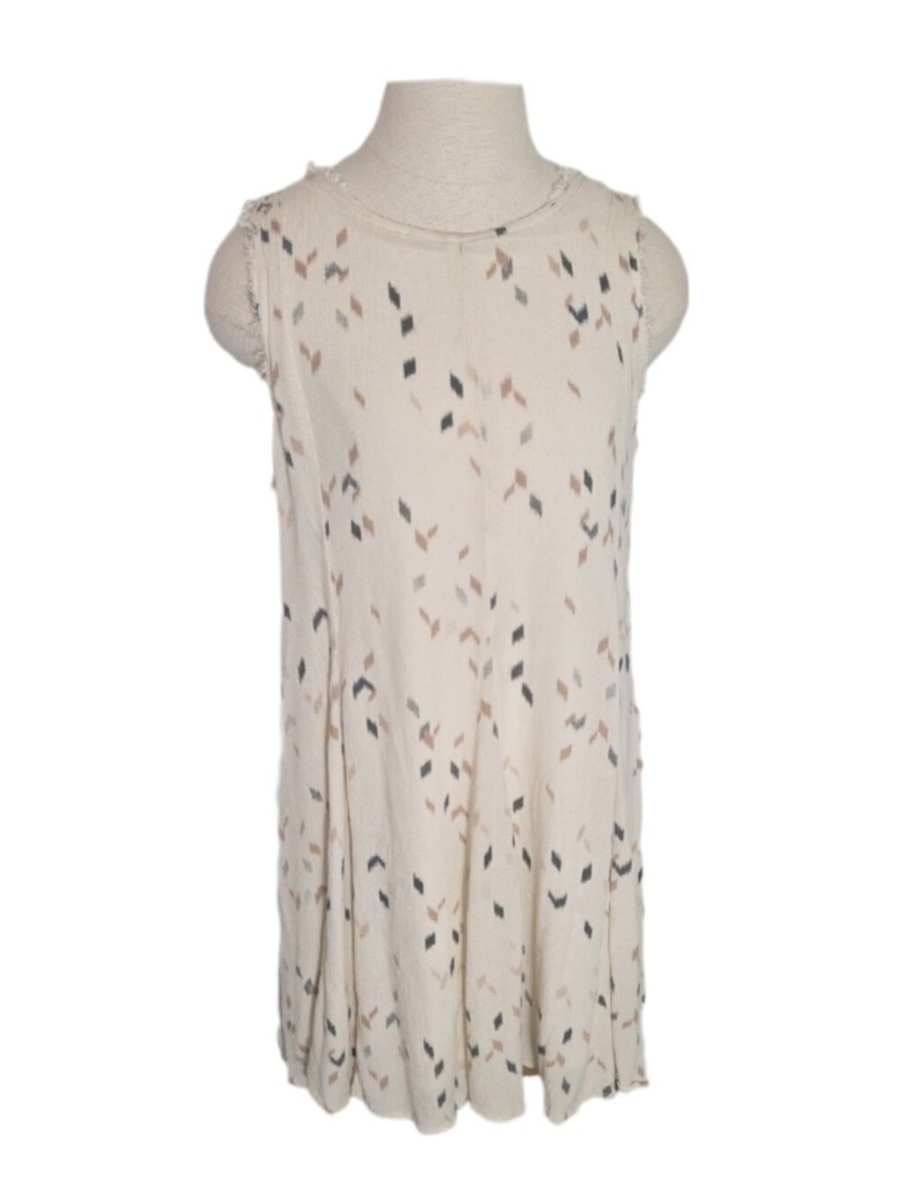 Altar'd State Dress Sleeveless Oversized Shift Geometric Pattern Cream Size M
